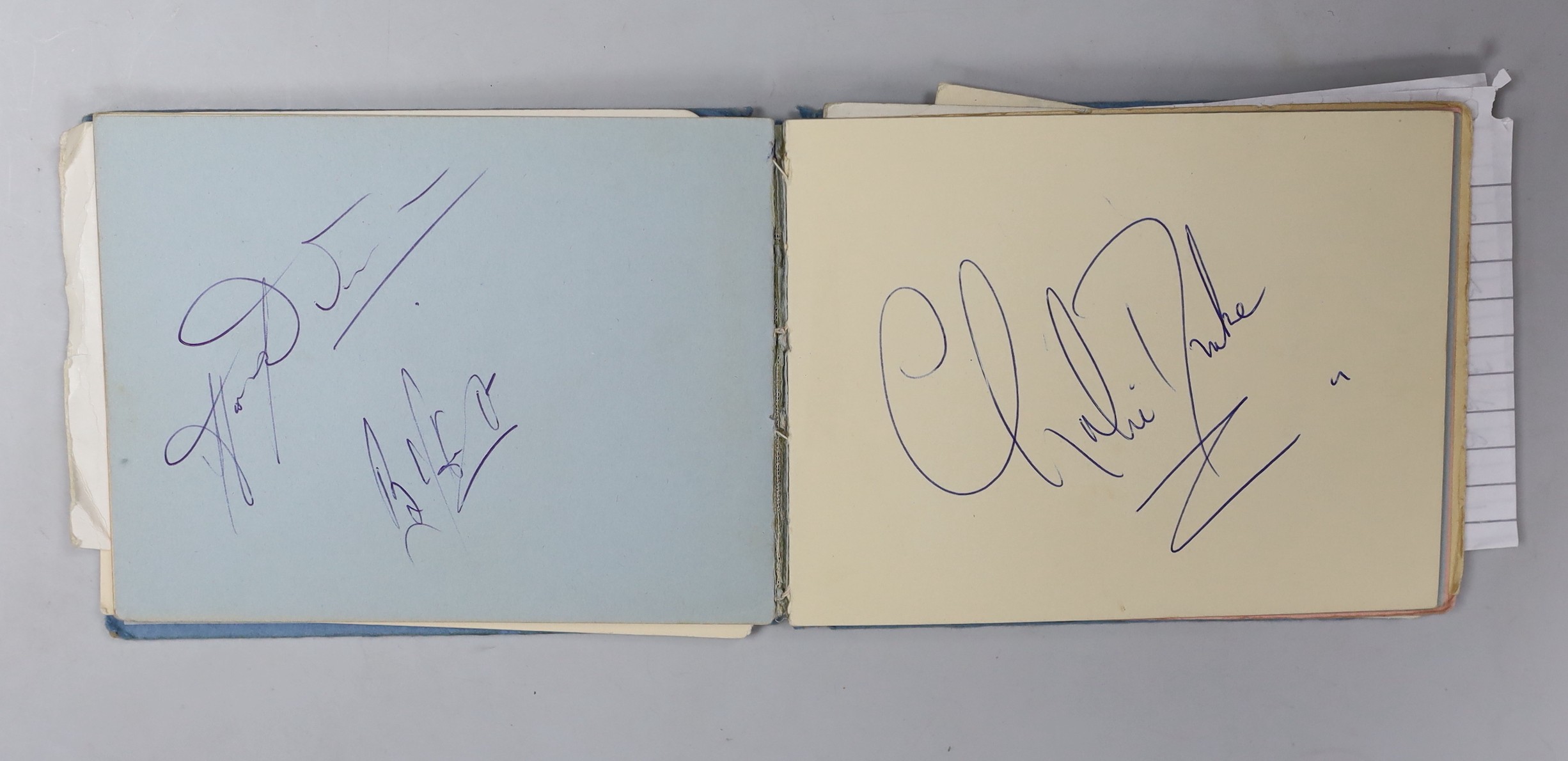 Autographs - Don Bradman and 1948 cricketers, golfers, tennis players and Carry On actors, Sean Connery etc.